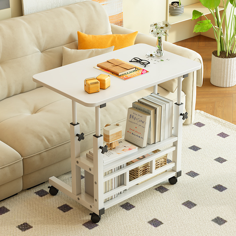 Movable Bedside Table, Lift Table, Side Table, Bedroom Desk, Wooden Living Room Storage Small Table