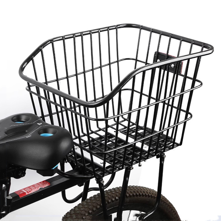 Bicycle rear basket mountain bike basket rear seat rack storage basket bicycle extra large student rear bag basket metal