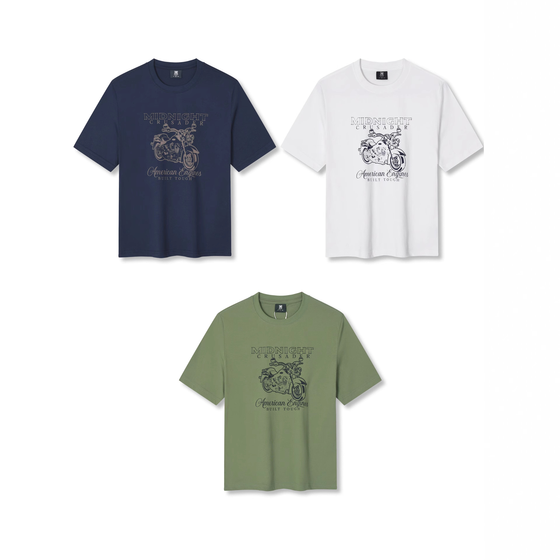 2025 Casual New Men's Short-Sleeved T-Shirt Pure Cotton Men's Round Neck European and American Trendy Men's Clothing Wholesale Factory