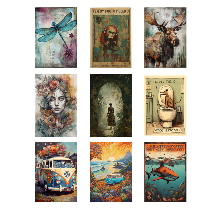 American retro aluminum tin painting factory cafe license plate round pastoral bar wall decoration painting blank board