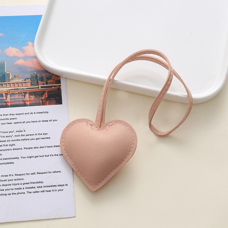 In-Stock Creative Pu Leather Peach Heart Simple Leather Pendant Bag Pendant Heart Bag Pendant Clothing Bag Accessory