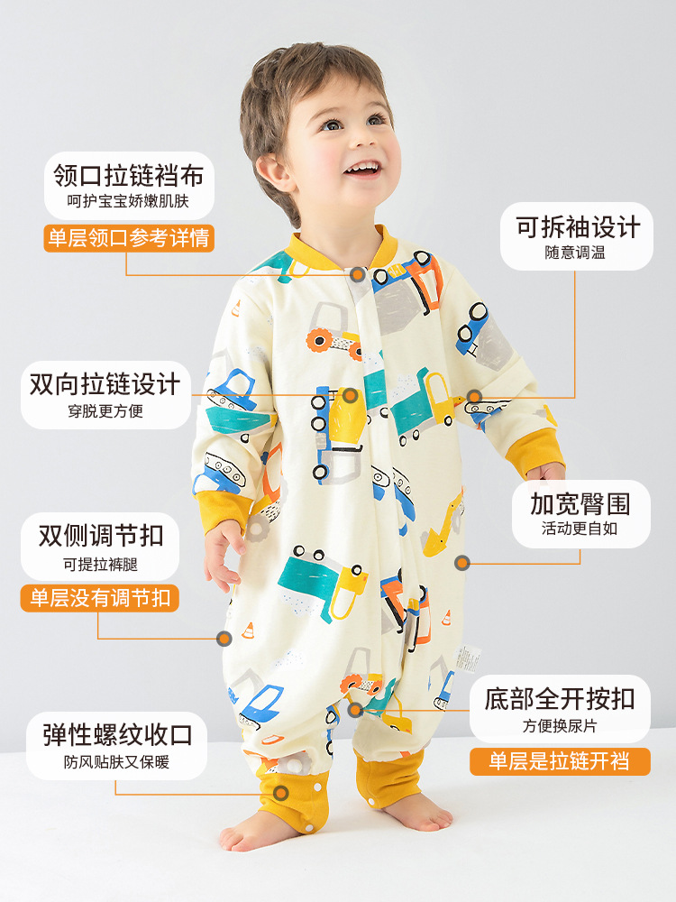 Baby Sleeping Bag Spring and Autumn Double Cotton Baby Sleeping Bag Autumn and Winter Children's Leg Air-conditioned Room Kick-proof Quilt for All Seasons