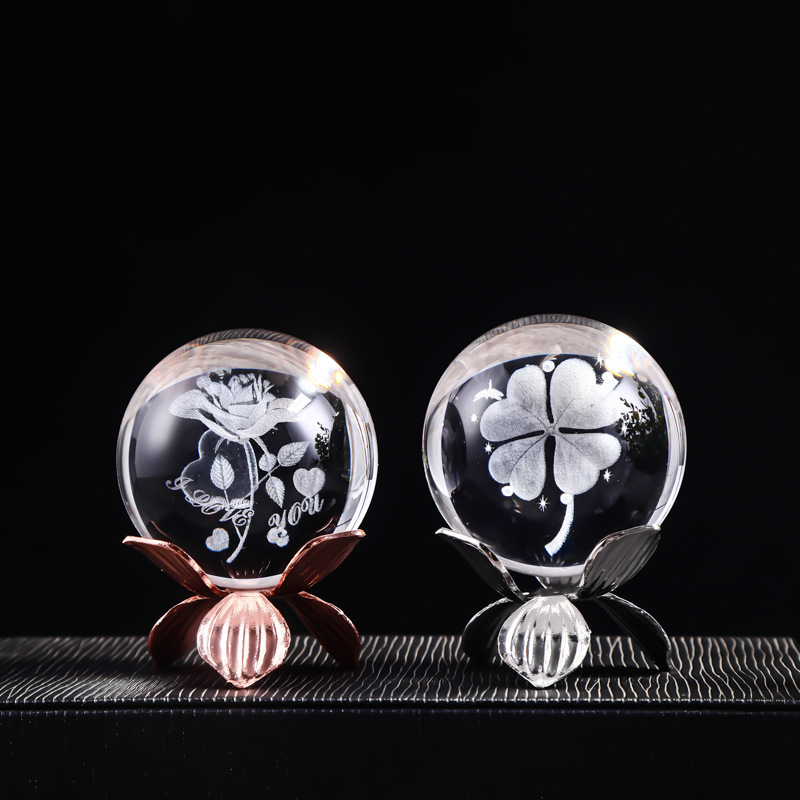 30 Crystal Ball Inner Carving Ball Glass Ball Sun Galaxy Home Crafts Ornaments Laser Carving Inner Carving Moon