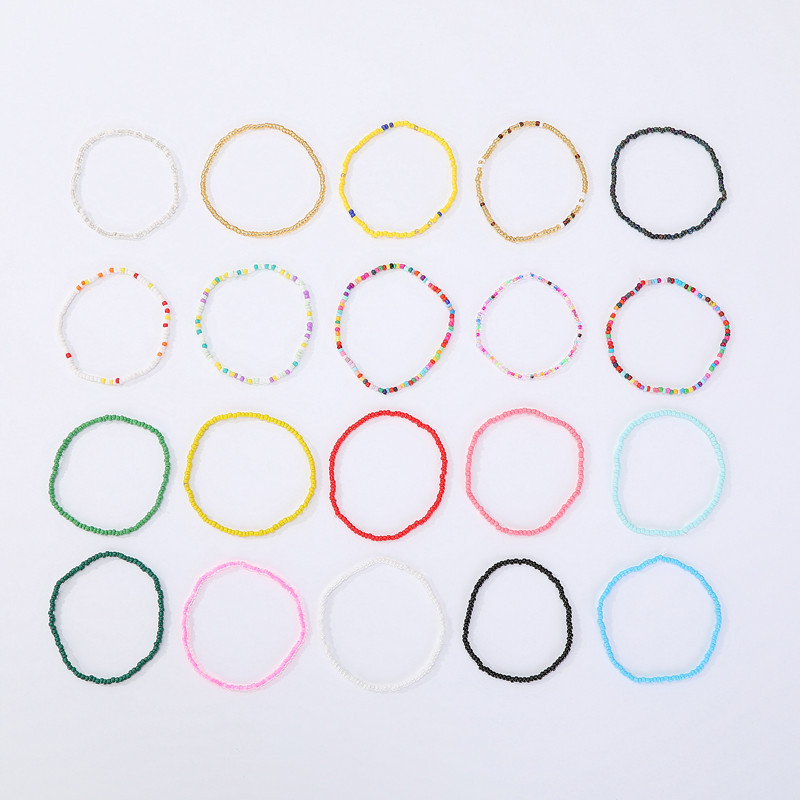 European and American Cross-border Jewelry Summer All-match Color Rice Bead Beach Aklet Simple Creative Aklet Multi-use 10-piece Set