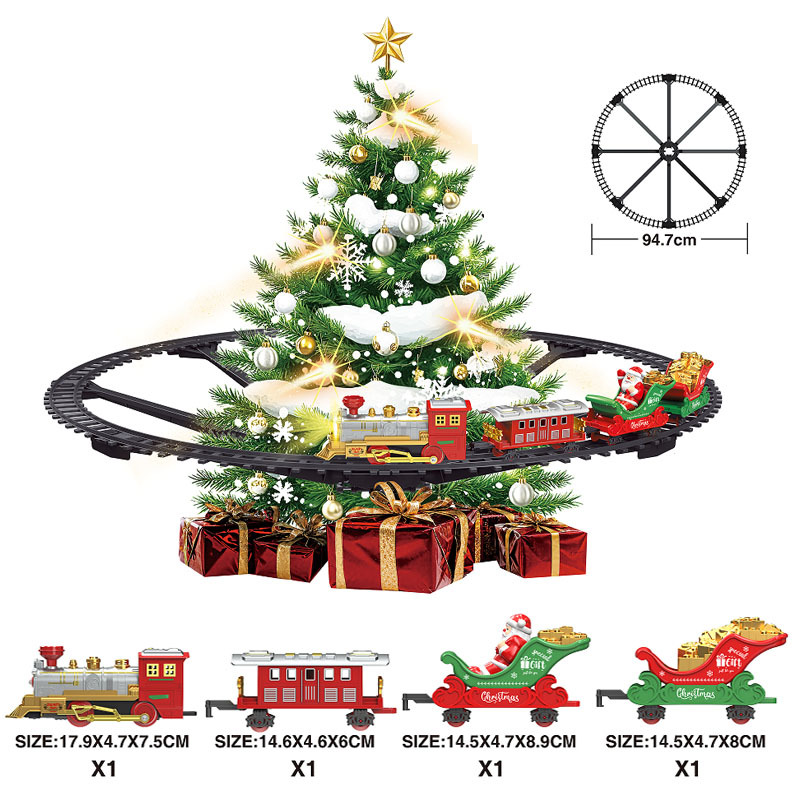 Cross-Border Electric Classical Smoking Track Train Retro Steam Model Spray Simulation Children's Christmas Toy Set