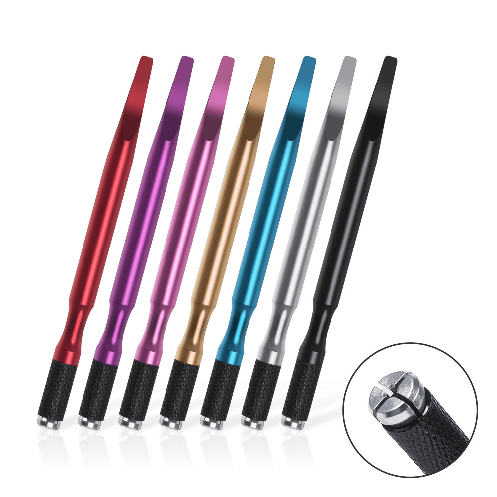 Оптовая продажа 18 одноразовой алюминиевой татуировочной ручки с плоским хвостом для татуажа бровей ручка для татуировки