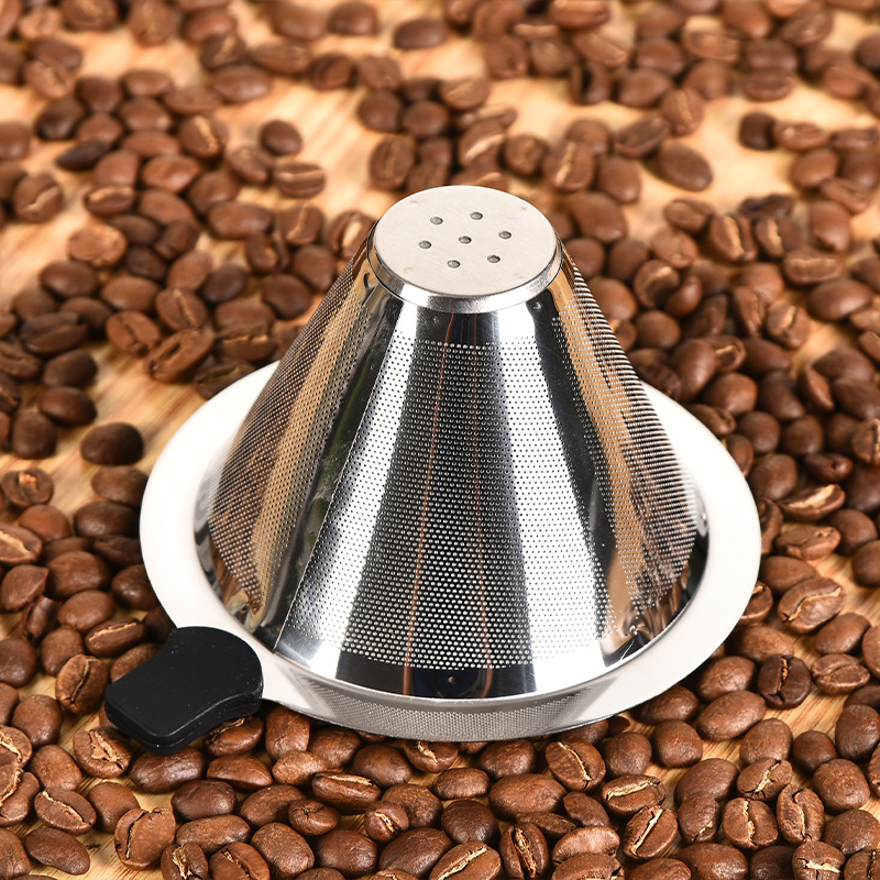 Coffee Filter Hand-Brewed American Coffee Funnel 304 Double-Layer Stainless Steel Coffee Filter Coffee Pot Set Filter Cup