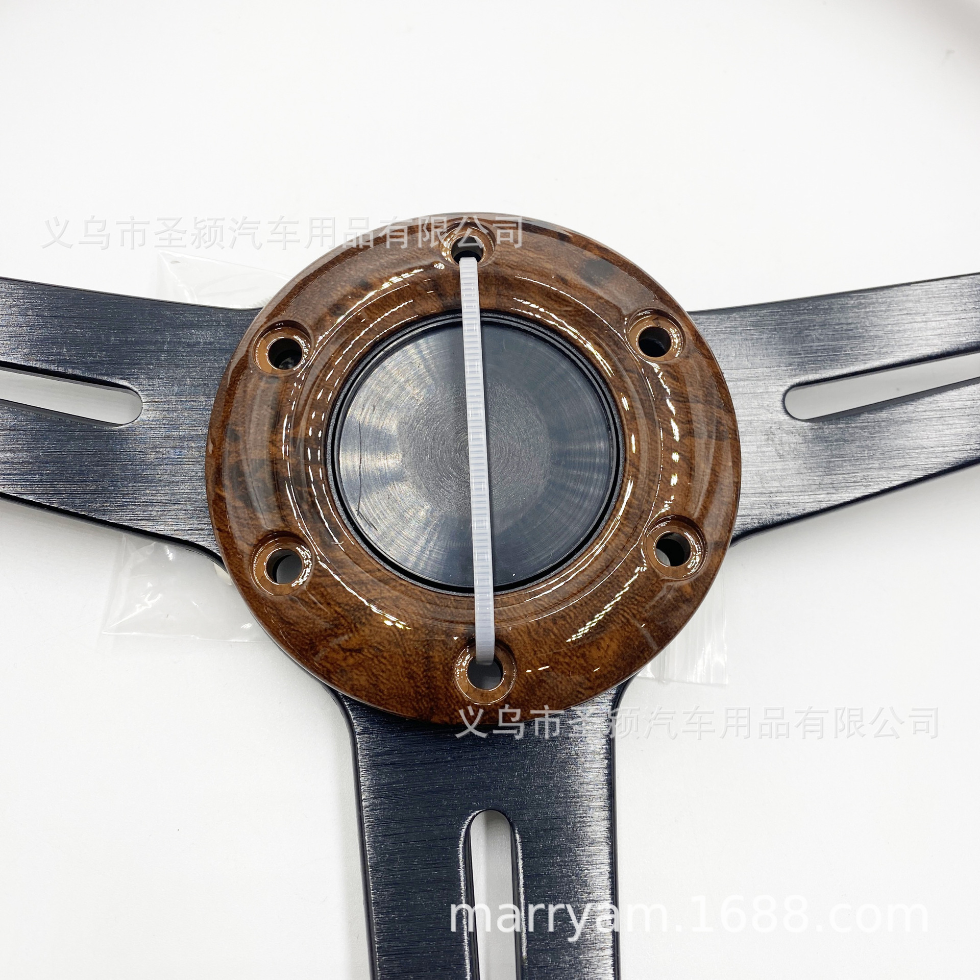 TIYPEOR car modified 350mm peach wood ABS steering wheel universal flat black frame steering wheel