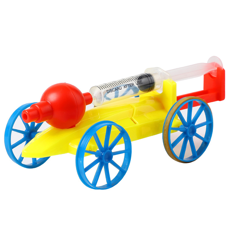 Science and technology small production diy scientific experimental equipment shrink air powered car Primary School students assembled toys handmade teaching aids
