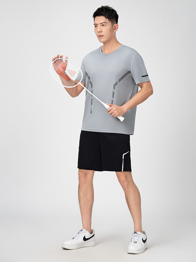 Summer men's plus size ice silk thin short sleeve shorts two-piece suit fashion casual t-shirt set with control 68