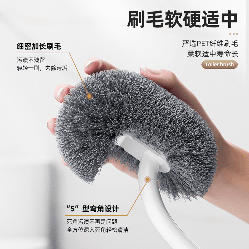 Toilet Soft-Bristled Wall-Mounted Long-Handled Toilet Brush with Base Squat Toilet Brush Toilet Brush Toilet Brush