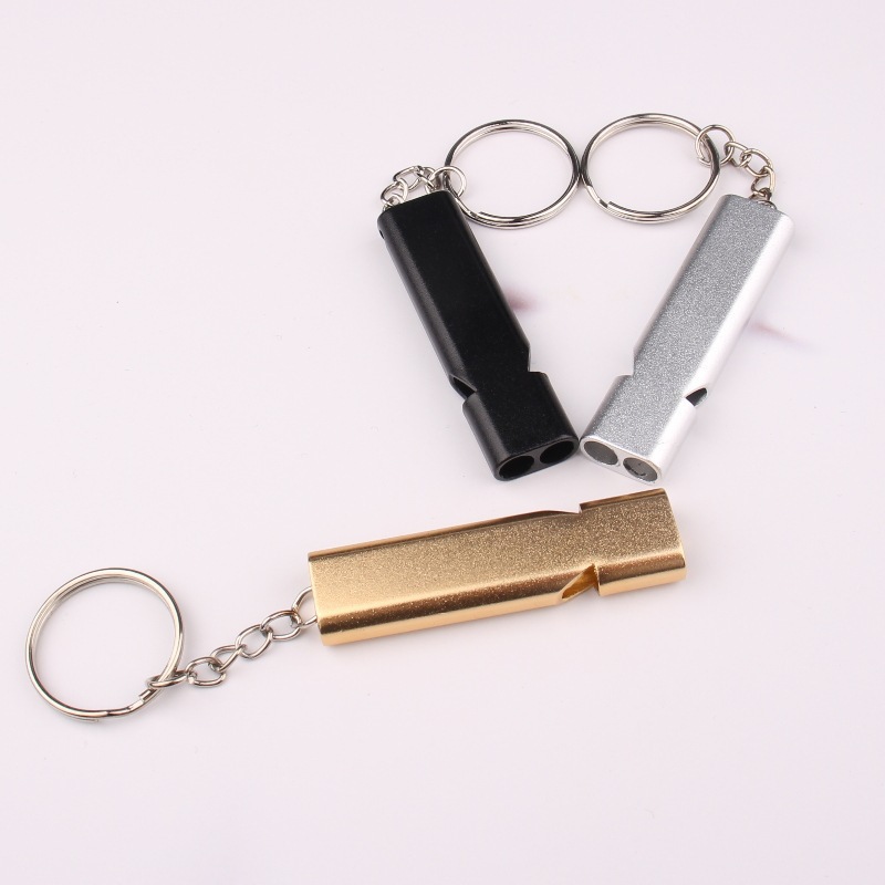 Outdoor Survival Emergency Aluminum Alloy Dual-Frequency Survival Whistle Pigeon Whistle Referee Whistle Double-Tube Aluminum Alloy Survival Whistle