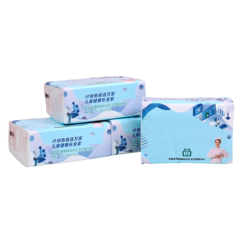 Raw Wood Pulp Plastic Soft Bag Removable Facial Tissue Promotional Soft Tissue Bank Commercial Advertising Tissue Customization