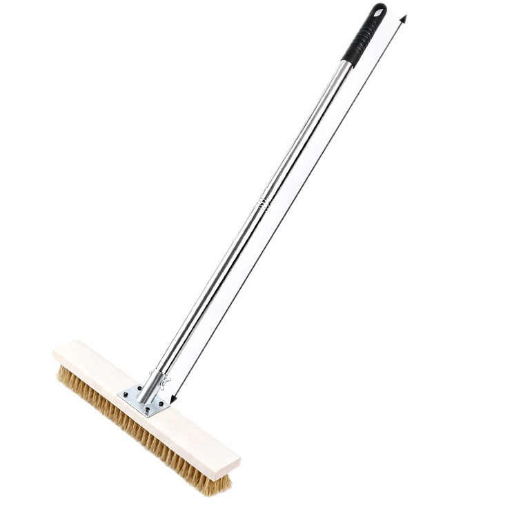 Steel Wire Floor Brush, Stainless Steel Wire Brush with Long Handle, Copper-Plated Wire Floor Brush for Rust and Moss Removal