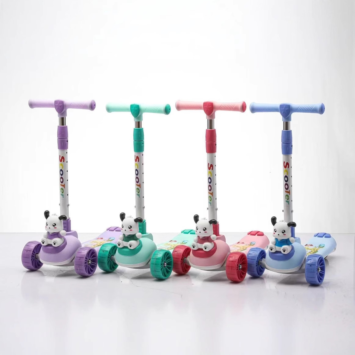 Кросс-бордерный самокат для детей 2-3-6 лет, складной, с музыкой и светом, регулируемая высота, трехколесный