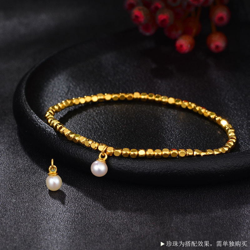 Pure Gold 999 Gold Sugar Cube Gold Bead Bracelet 5g Pure Gold Square Transfer Beads Loose Beads Wholesale DIY Pure Gold Separator Beads