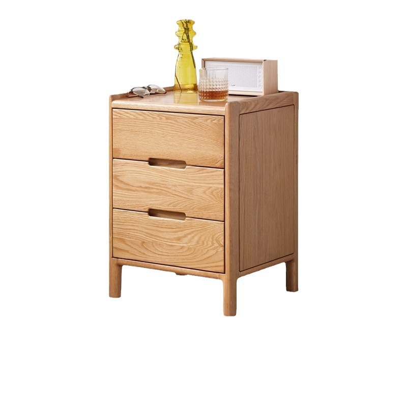 Oak Bedside Table Solid Wood Modern Simple Storage Bedside Table Small Apartment Bedroom Log Three-Drawer Bedside Table Free Shipping