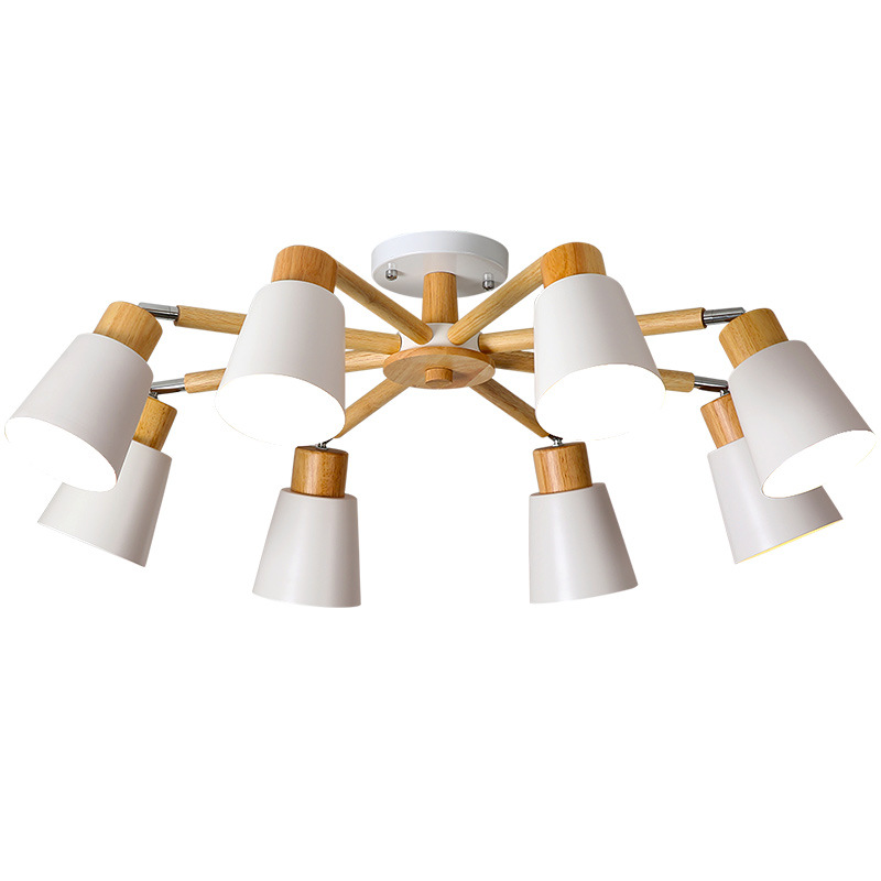 Nordic Style Chandelier Living Room Lamp Simple Modern Atmospheric ins Style Master Bedroom Dining Room Lamp Home Japanese Style Log Lamps