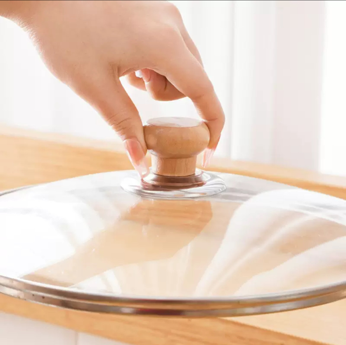 Wooden Pot Cover Top Bead Universal Solid Wood Handle Wooden Pot Cover Top Anti-scalding Pot Cover Top Pot Cover Cap Pot Cover Screw Button