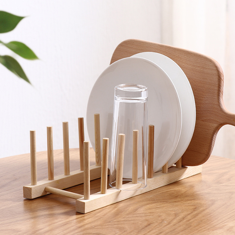 Wooden dish rack solid wood drain rack dish rack kitchen rack dish storage rack manufacturers spot wholesale