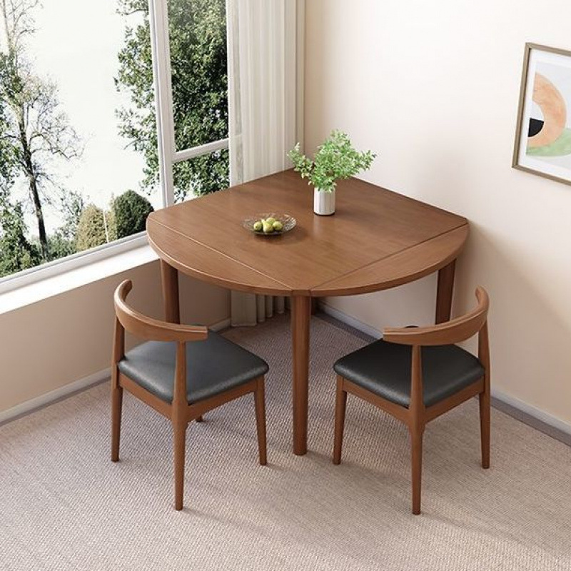 Современный простой складной обеденный стол из массива дерева, телескопический квадратный стол для небольшой квартиры, изменяемый круглый стол