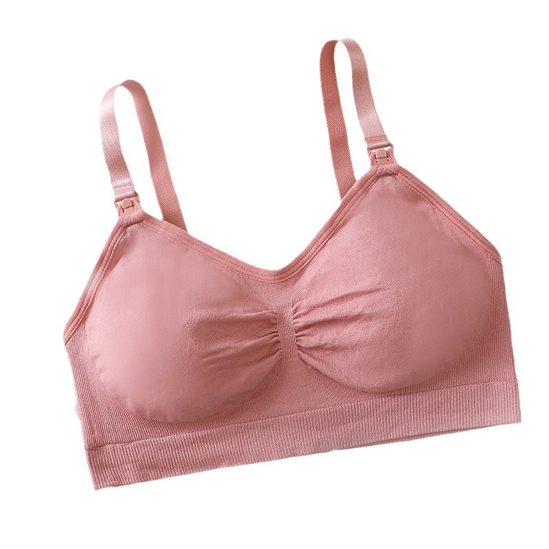 Seamless Breastfeeding Bra with Front Opening and Buckle Push-up Thin Comfortable Pregnant Women Postpartum Breastfeeding Bra Underwear without Steel Ring and Seamless