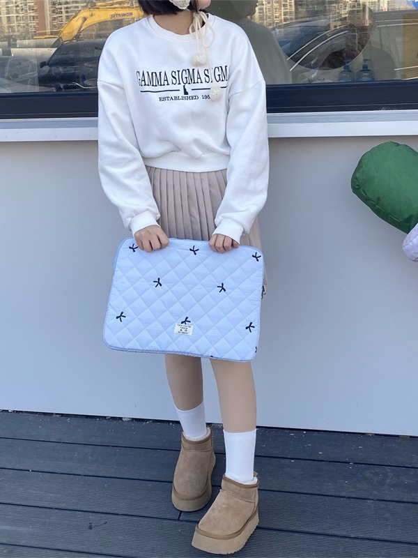 2024 New Korean style cute little bow iPad tablet liner bag niche design computer protective case