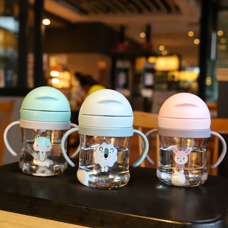 Factory Children's Water Cup with Straw Kindergarten Children's Water Cup with Handle Drop-resistant Leak-proof Anti-choking Water Bottle