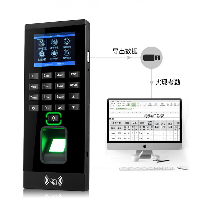 C20 Fingerprint Attendance Access Control System All-In-One Access Control Lock Set Office Glass Door Electromagnetic Lock Magnetic Lock