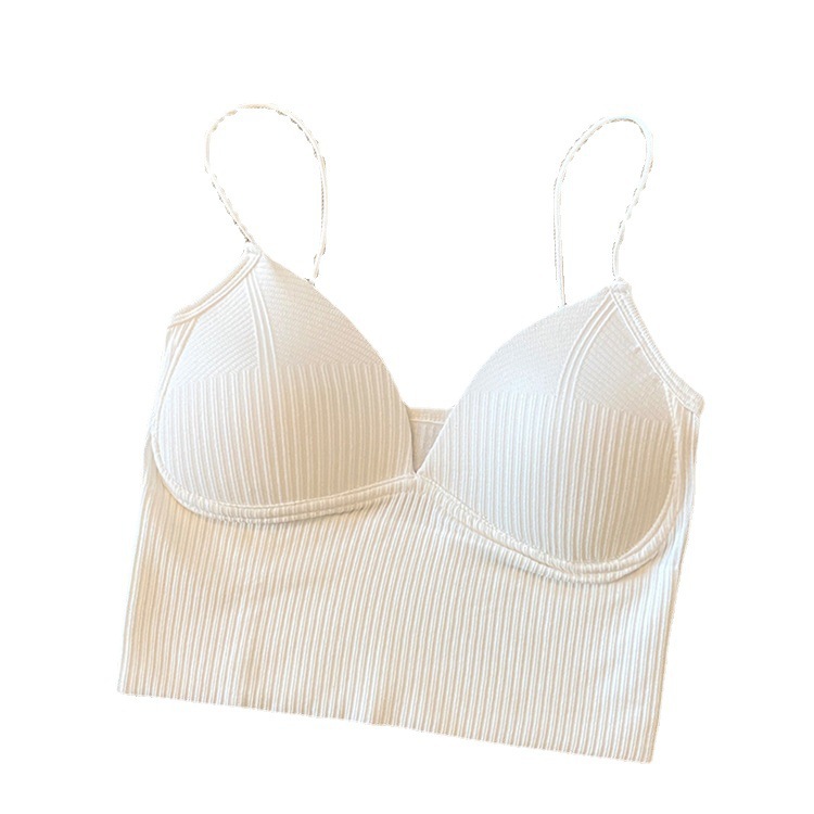 Cross-border hot thread short strap beauty back one-piece fixed Cup wrapped chest outer wear bottoming tube top