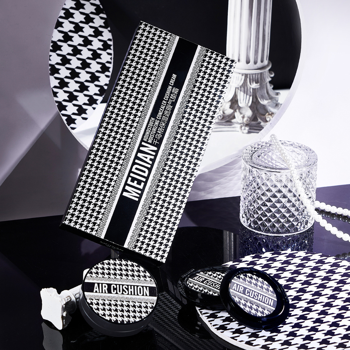 Charming Houndstooth Cushion Set for Repairing, Lightweight, Breathable, Moisturizing, Concealing Cushion Bb Cream Foundation Wholesale Dropshipping
