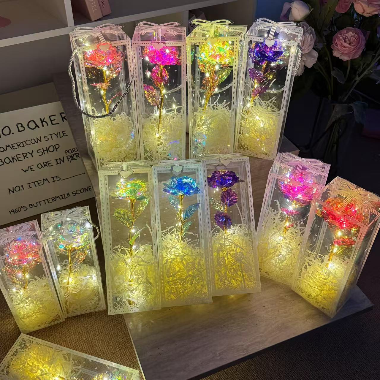 520 Valentine's Day New Simulation Rose Gold Foil Flower Single Eternal Flower Gift Box Gift to Customers