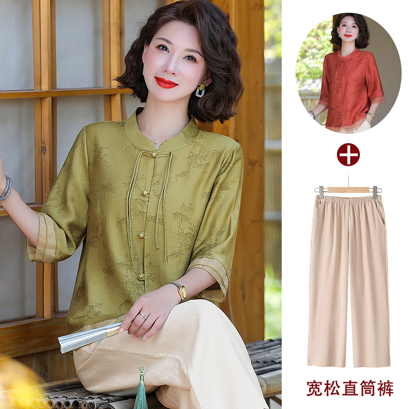 Летнее платье для матерей, новая блузка в китайском стиле