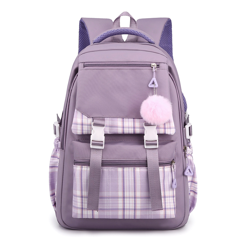 2024 new schoolbag women's Korean-style Mori style fresh solid color simple multi-layer computer backpack for junior high school students