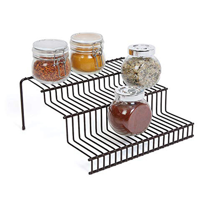Step-Shaped Iron Spice Rack, Iron Trapezoidal Spice Storage Rack, Iron Wire Dipped Pe Spice Bottle Rack, No Drilling Required
