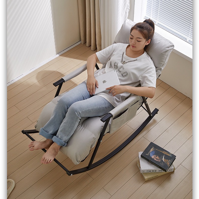 Living room light luxury rocking chair recliner adult balcony home leisure chair foldable lunch break lazy sofa rocking chair