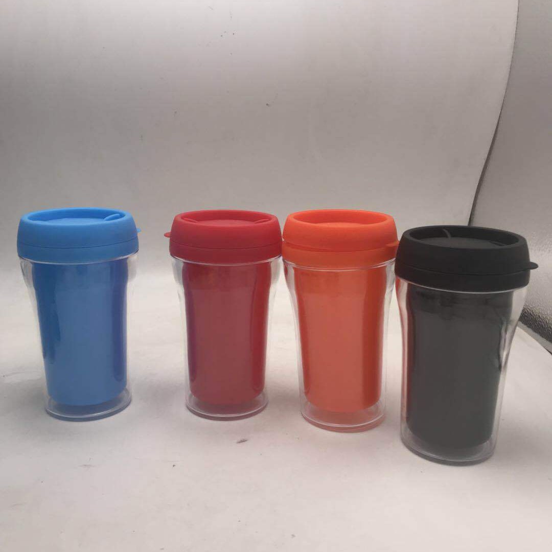 Double Layer Plastic Small Cup Fashion DIY Advertising Cup 250ml Plastic Milk Cup Promotional Gift Cup Cardboard