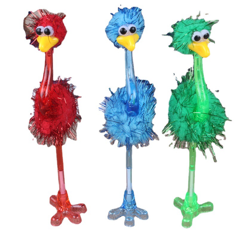 Korean Cartoon Animal Pen Shape Plush Bird Toy Gift Pen Two Yuan Store Supply Ostrich Ballpoint Pen Wholesale