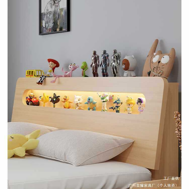 Solid Wood Bed Modern Minimalist Home Master Bedroom 1.68m m Double Bed Economical Rental Room Single Bed Frame 1.2