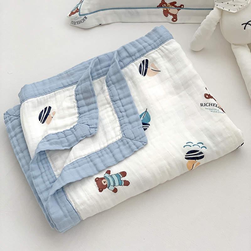 Four-Layer Bamboo Fiber Gauze Cover Blanket Summer Air-conditioning Blanket Children's Summer Cool Quilt Thin Small Blanket Baby Nap Blanket