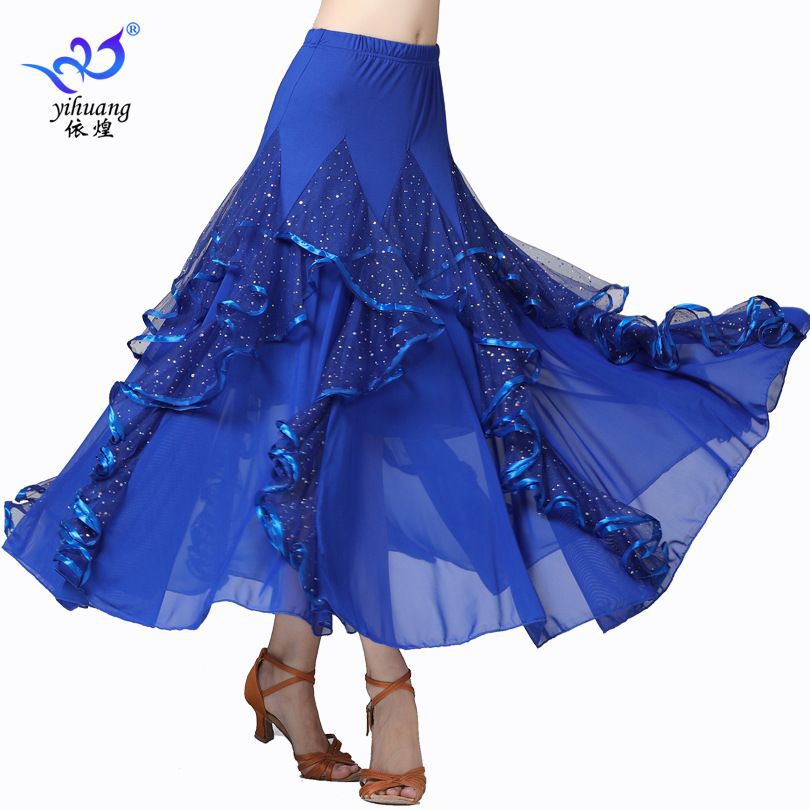 New Ballroom Dance Dress Sequin Long Dress Modern Dance Skirt Square Dance Big Dress Practice Dress Performance Dress