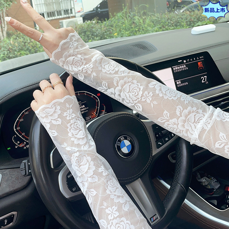 Summer Outdoor Driving Lace Sun Protection Sleeves Arm Sleeves for Women Thin Breathable Scar Cover Tattoo Uv Protection