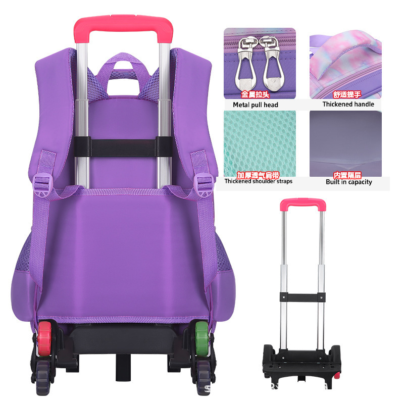 Factory in stock New Exterior Single Three-Piece Backpack Large Capacity Boys and Girls Primary School Children's Trolley Schoolbag