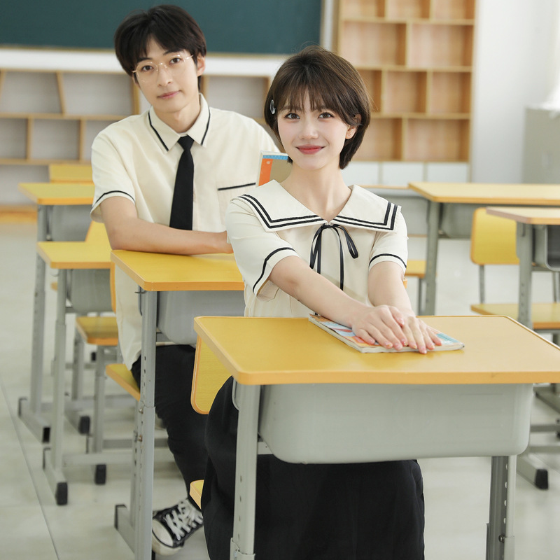 2024 couple wear summer new preppy style short sleeve JK uniform short sleeve shirt college performance clothing suit