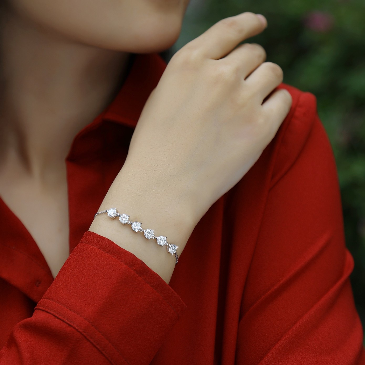 Factory Direct 18K Gold Custom Foreign Trade Jewelry Small Fragrance Style S925 Silver Couple D Color Igi Cultured Diamond Bracelet