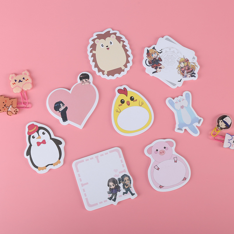 Manufacturer Wholesale Cute Creative Sticky Notes Student Colorful Note Pad Cartoon Special-Shaped N-Time Stickers Customization