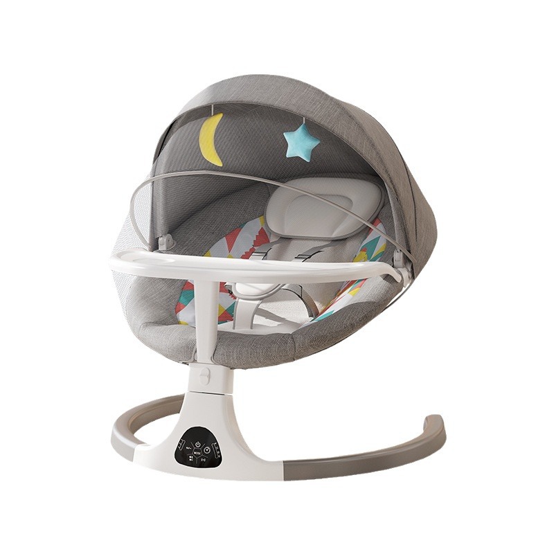 Baby Electric Rocking Chair Multifunctional Cradle Rocking Bed Remote Control Touch Swing with Dinner Plate to Sleep Baby Recliner