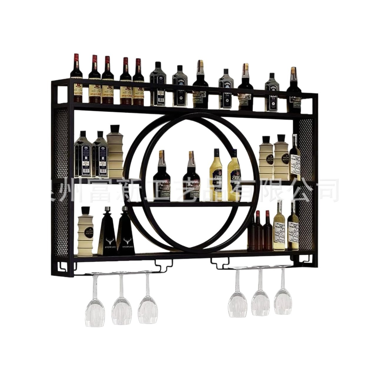 Amazon Disassembly Wall-Mounted Metal Wine Rack Iron Storage Rack Wall-Mounted Wine Display Rack Bar Restaurant Decoration