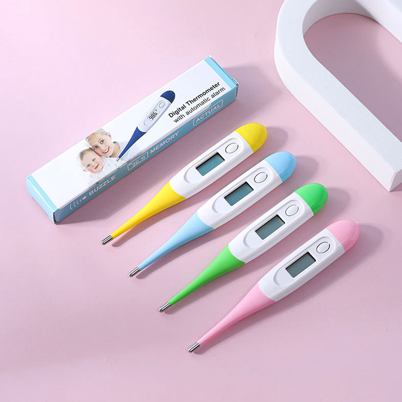 Cross-Border Electronic Thermometer English Soft-Head Thermometer Infant Thermometer Home Digital Display Cartoon Thermometer