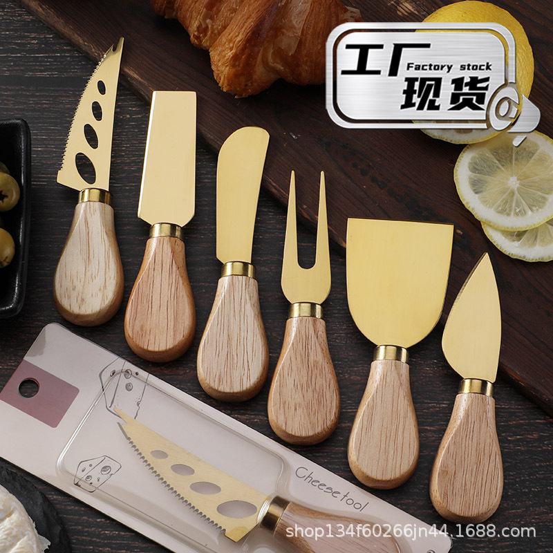 В наличии оптовая продажа сырных инструментов с ручкой из резинового дерева 420 нержавеющая сталь сырный нож для пиццы столовые приборы горячая распродажа в Северной Америке